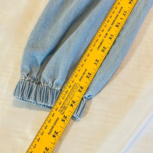 Tgla Womens Elastic Waist Pull Ons Light Blue Denim Cargo Joggers Small S - Picture 8 of 9